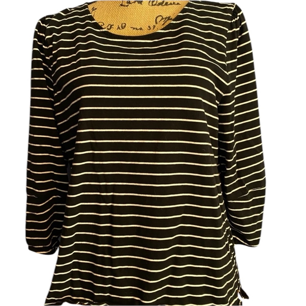 Lucky Brand Striped Puff-Sleeve Top - XL